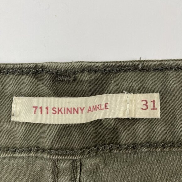 Levis 711 Pants Skinny Ankle Women’s 31 Camo Stretch Mid Rise Green - Picture 6 of 7